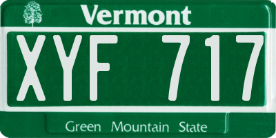 VT license plate XYF717