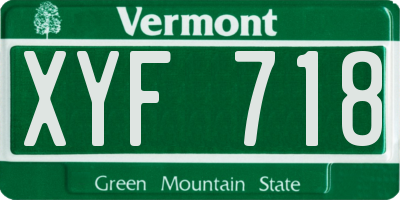 VT license plate XYF718