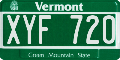 VT license plate XYF720