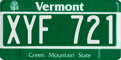 VT license plate XYF721