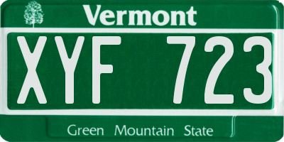 VT license plate XYF723