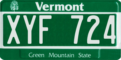 VT license plate XYF724