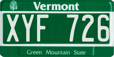 VT license plate XYF726