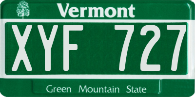 VT license plate XYF727