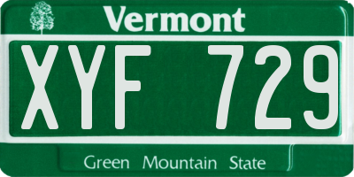 VT license plate XYF729
