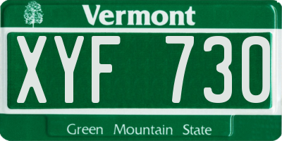 VT license plate XYF730