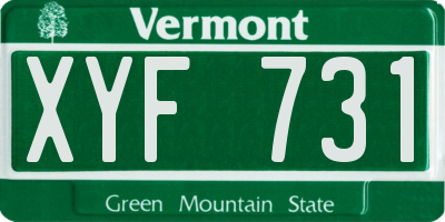 VT license plate XYF731