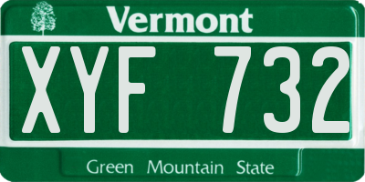 VT license plate XYF732