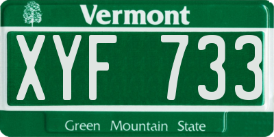 VT license plate XYF733