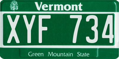 VT license plate XYF734