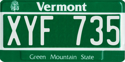 VT license plate XYF735