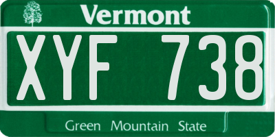 VT license plate XYF738