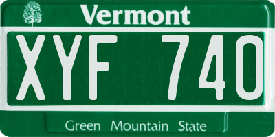 VT license plate XYF740