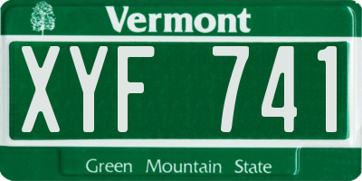 VT license plate XYF741