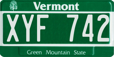 VT license plate XYF742