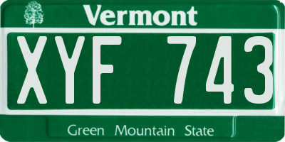 VT license plate XYF743