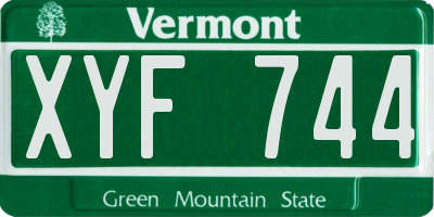 VT license plate XYF744