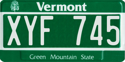 VT license plate XYF745