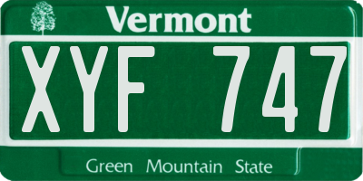 VT license plate XYF747