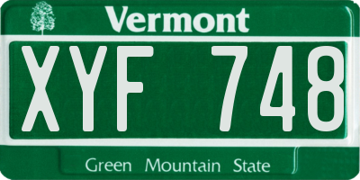 VT license plate XYF748