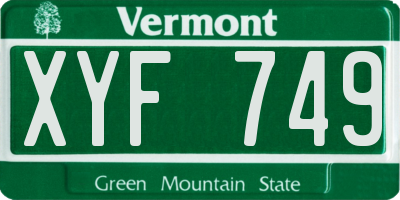 VT license plate XYF749