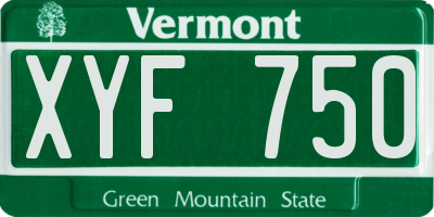 VT license plate XYF750