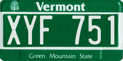 VT license plate XYF751