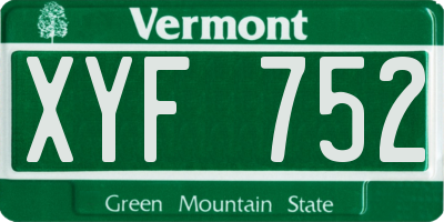 VT license plate XYF752
