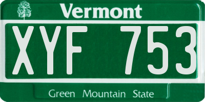 VT license plate XYF753
