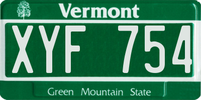 VT license plate XYF754