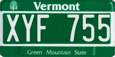 VT license plate XYF755