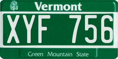 VT license plate XYF756