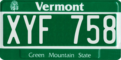 VT license plate XYF758