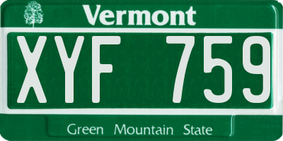 VT license plate XYF759