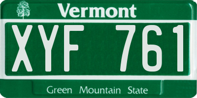 VT license plate XYF761