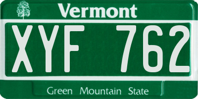 VT license plate XYF762