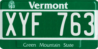 VT license plate XYF763