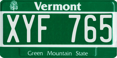VT license plate XYF765