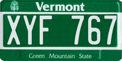 VT license plate XYF767