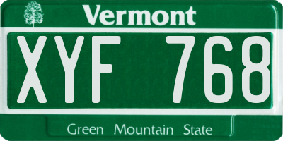 VT license plate XYF768