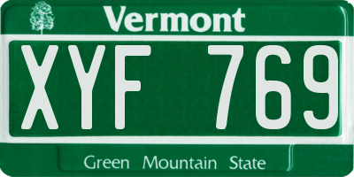 VT license plate XYF769