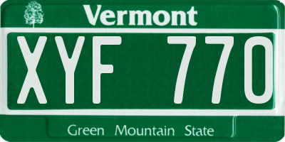 VT license plate XYF770