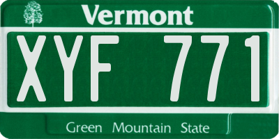 VT license plate XYF771