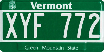 VT license plate XYF772