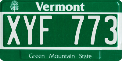 VT license plate XYF773