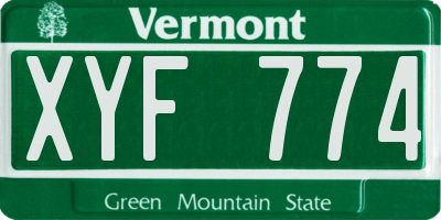 VT license plate XYF774