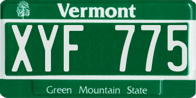 VT license plate XYF775