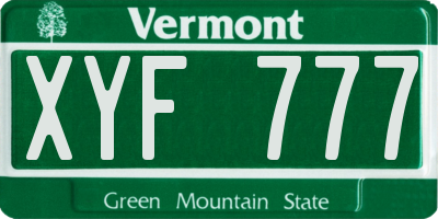 VT license plate XYF777