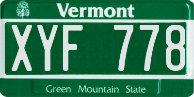 VT license plate XYF778