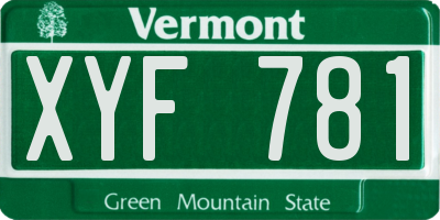 VT license plate XYF781